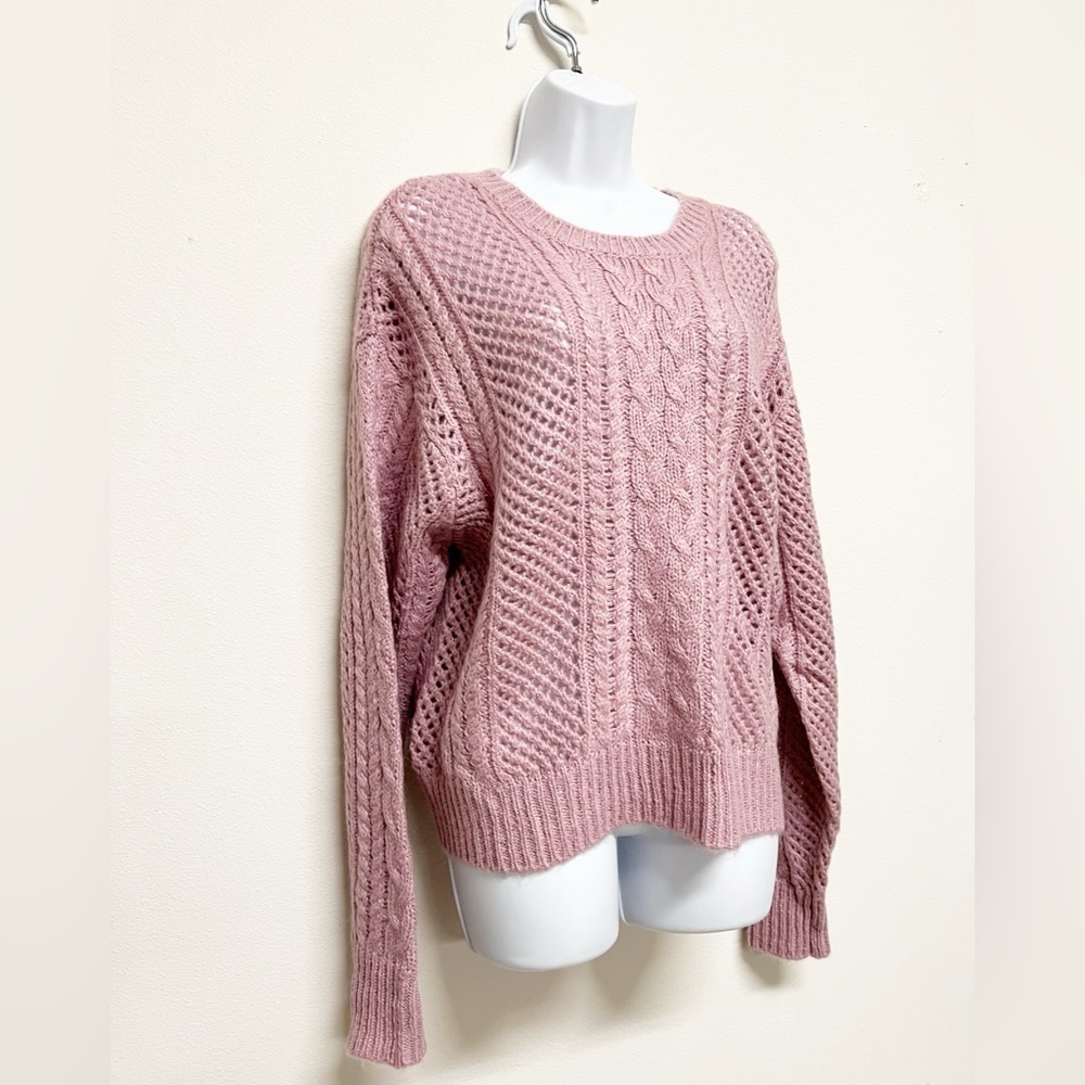 John + Jenn Womens Chunky Knit English Rose Cable Knit Pull Over Sweater Size S - Picture 4 of 10